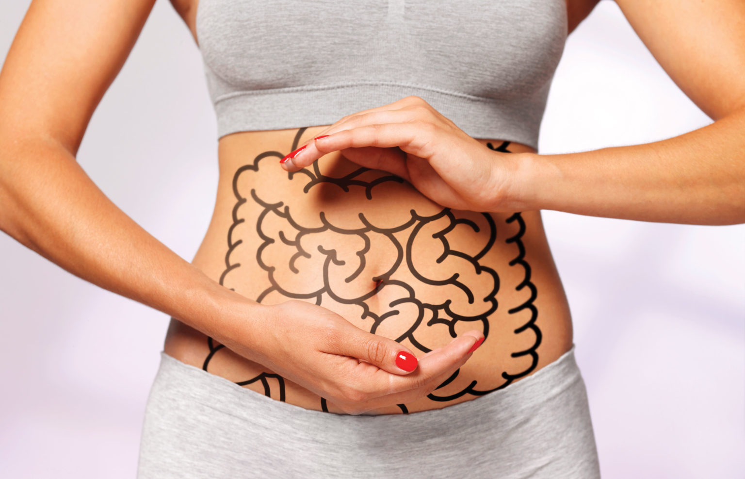 mujer con intestino dibujado