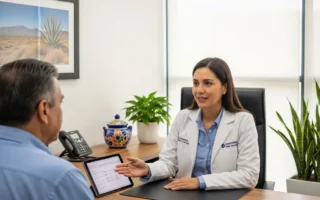 Médica brindando asesoría